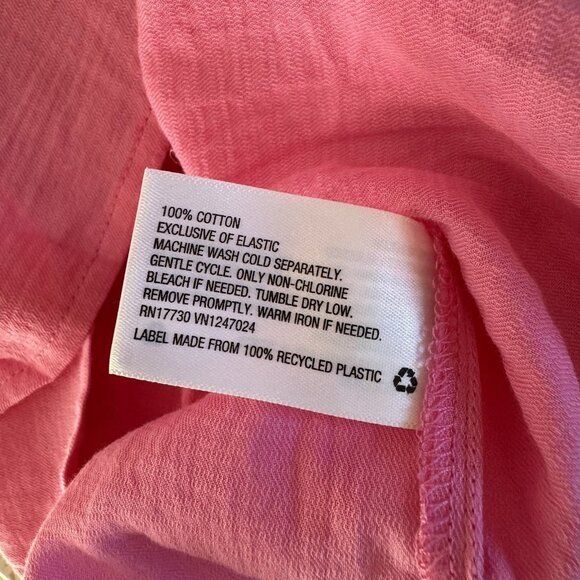 NWT Ava & Viv Blouse Shirt 2X Pink Peasant Boho Smocked Square Neck Cotton - Picture 6 of 7